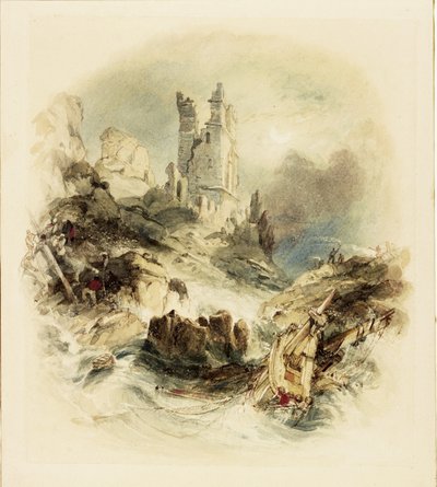 Naufragio al largo del castello di Dunstanburgh da George Balmer